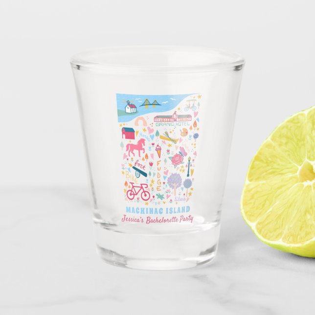 Mackinac Island Michigan Bachelorette Party Shot Glass (Front)