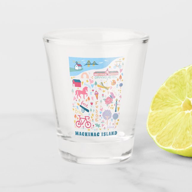 Mackinac Island Michigan Map Favourite Things  Shot Glass (Front)