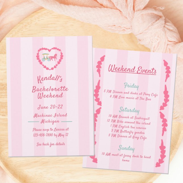Mackinac Island Pink Bachelorette Weekend Invitation (Creator Uploaded)