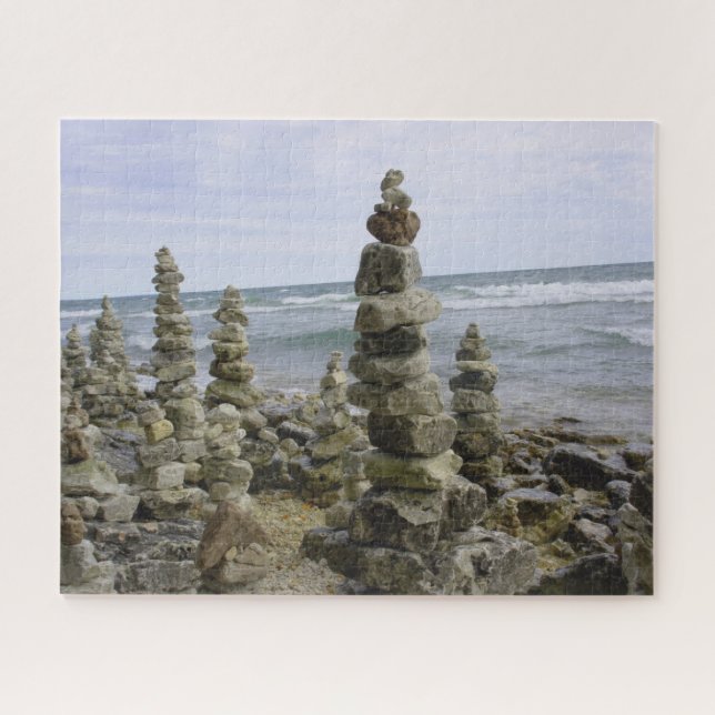 Mackinac Island Rock Cairn Collection - 16x20 inch Jigsaw Puzzle (Horizontal)