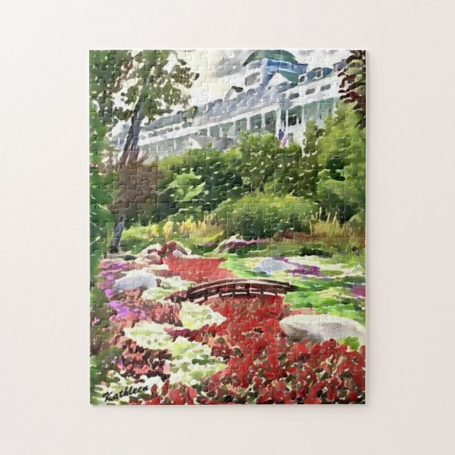 Mackinac Island The Secret Garden Postcard Jigsaw Puzzle (Vertical)