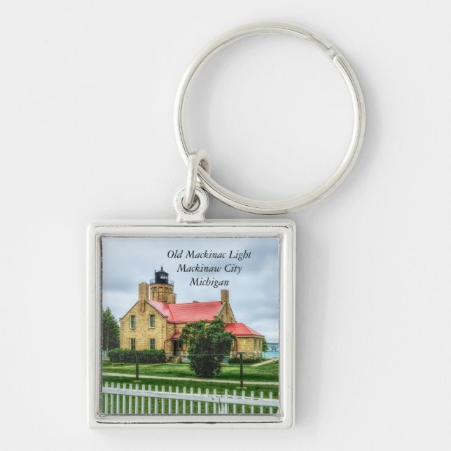 Mackinac Light and Bridge Key Ring (Front)