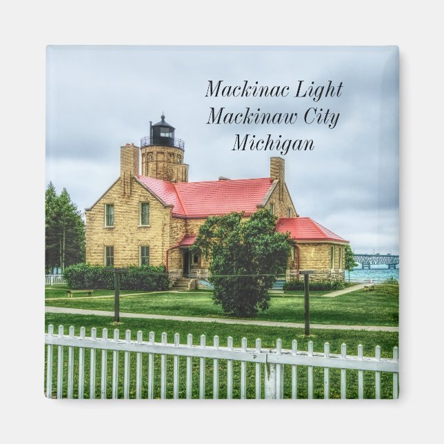 Mackinac Light and Bridge Magnet (Front)