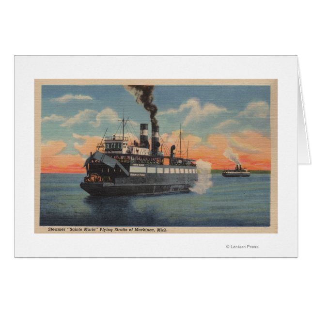 Mackinac, MI - View of Sainte Marie Steamer (Front Horizontal)