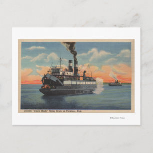 Mackinac, MI - View of Sainte Marie Steamer Postcard