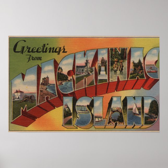Mackinac, Michigan - Large Letter Scenes Poster (Front)