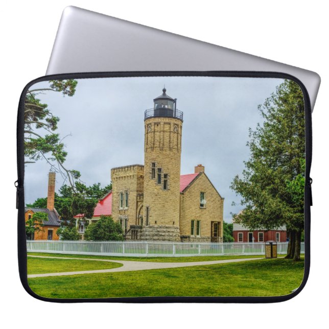 Mackinac Point Light Laptop Sleeve (Front)