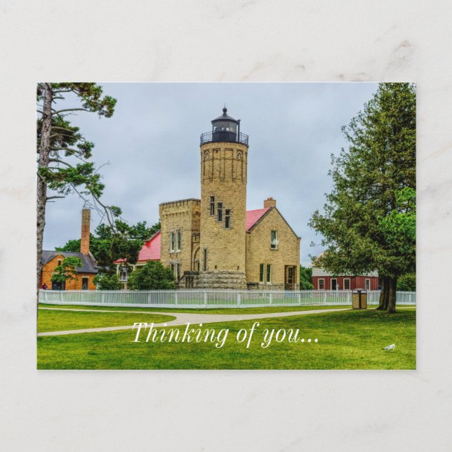 Mackinac Point Light Thinking Of You Postcard (Front)