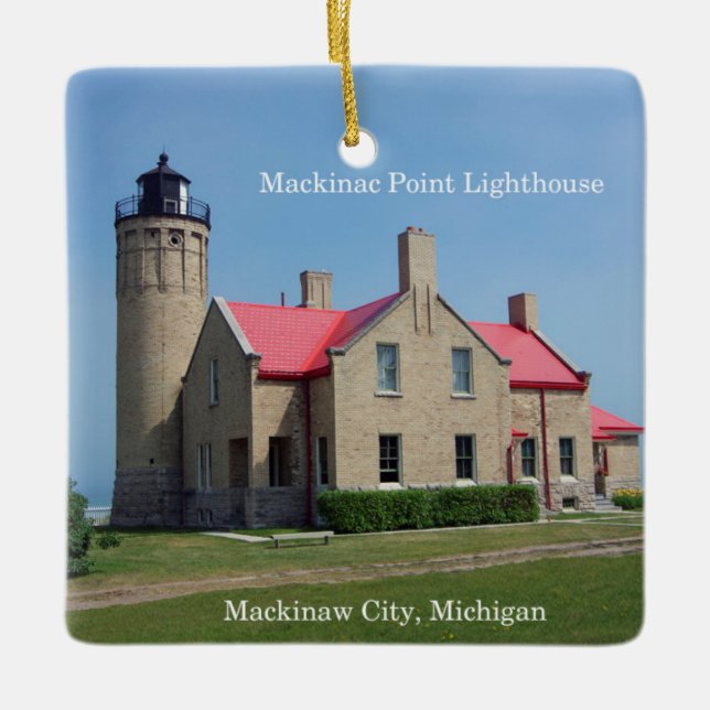 Mackinac Point Lighthouse square ornament (Front)