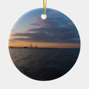 Mackinaw City Dusk Ceramic Ornament