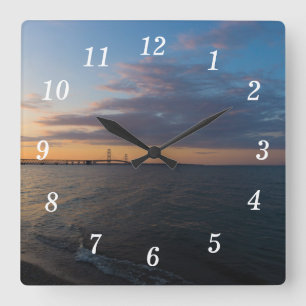 Mackinaw City Dusk Wall Clock