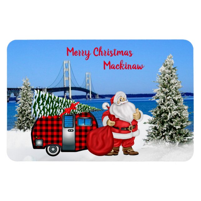 Mackinaw City Refrigerator Christmas Magnet (Horizontal)