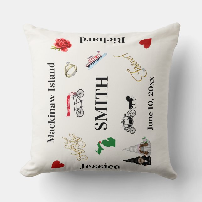 Mackinaw Island Wedding Blanket Cushion (Front)