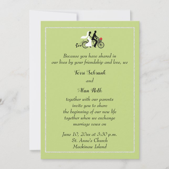 Mackinaw Island Wedding Invitation with Bicycle (Front)