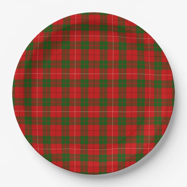 MacKinnon tartan red green plaid Paper Plate (Front)
