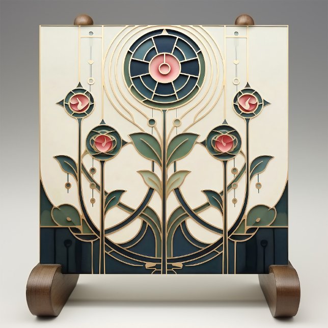 Mackintosh Art Deco Abstract Floral Wall Decor Cer Ceramic Tile (Creator Uploaded)