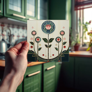 Mackintosh Art Deco Abstract Floral Wall Decor Cer Ceramic Tile