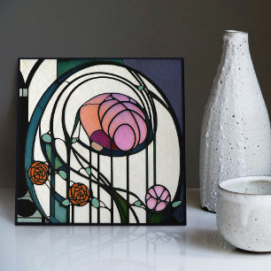 Mackintosh Art Deco Abstract Floral Wall Decor Cer Ceramic Tile