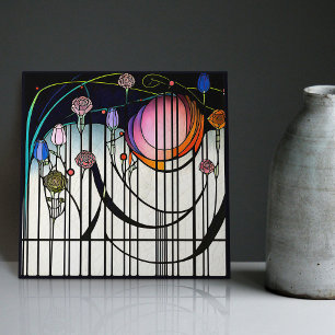 Mackintosh Art Deco Abstract Floral Wall Decor Cer Ceramic Tile