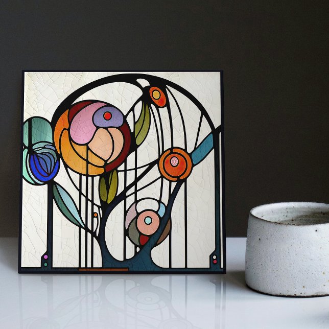 Mackintosh Art Deco Abstract Floral Wall Decor Cer Ceramic Tile (Creator Uploaded)