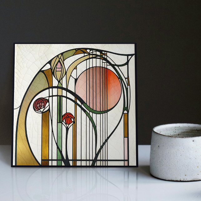 Mackintosh Art Deco Abstract Floral Wall Decor Cer Ceramic Tile (Creator Uploaded)