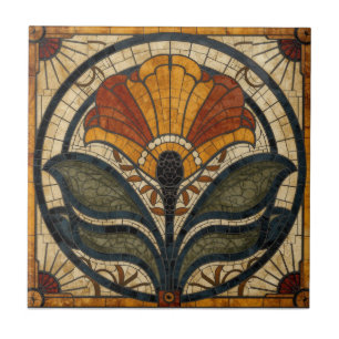 Mackintosh Art Deco Abstract Floral Wall Decor Ceramic Tile