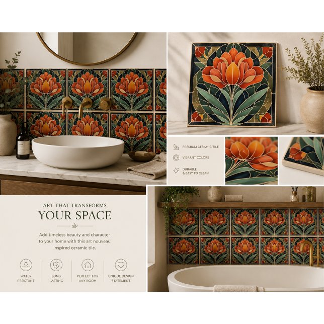 Mackintosh Art Deco Abstract Floral Wall Decor Ceramic Tile (Creator Uploaded)