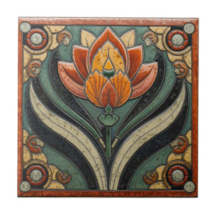 Mackintosh Art Deco Abstract Floral Wall Decor Ceramic Tile