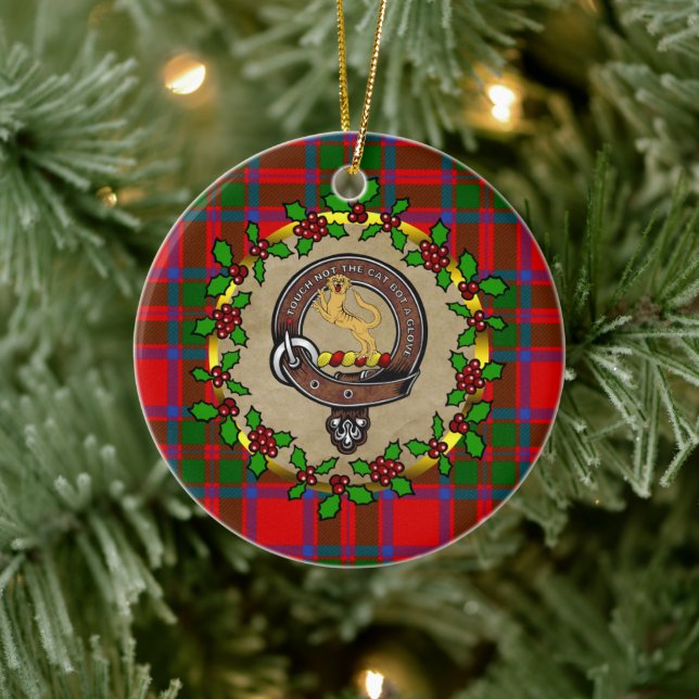 MacKintosh Badge & Tartan Personalised Christmas Ceramic Ornament (Tree)