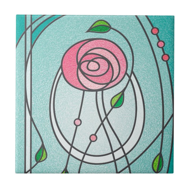 Mackintosh Rose Ceramic Tile (Front)