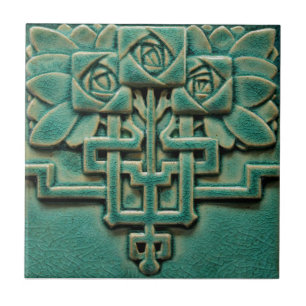 Mackintosh Rose Faux Relief Arts & Crafts Repro Ceramic Tile