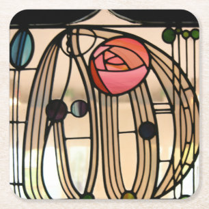 Mackintosh - Stained Glass Window Square Paper Coaster