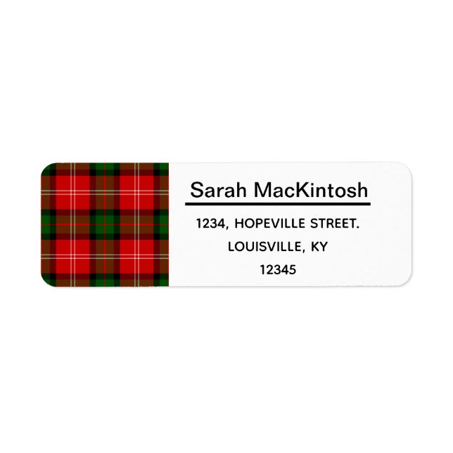MacKintosh Tartan. Return Address Label (Front)