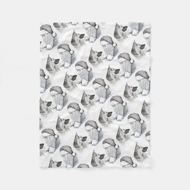 Macksie-and-Santa-LARGE Fleece Blanket (Front)