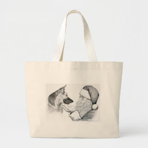 Macksie-and-Santa-LARGE Large Tote Bag