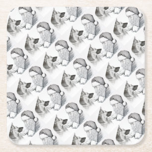 Macksie-and-Santa-LARGE Square Paper Coaster