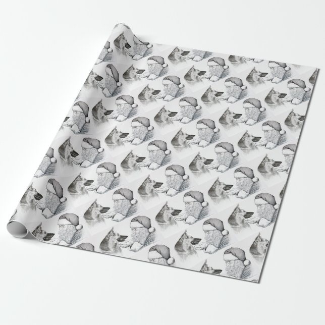 Macksie-and-Santa-LARGE Wrapping Paper (Unrolled)