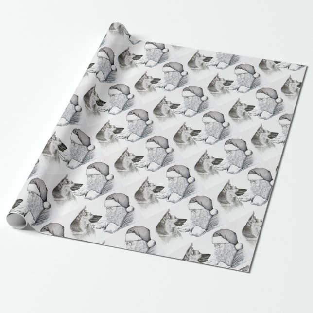 Macksie-and-Santa-LARGE Wrapping Paper (Unrolled)