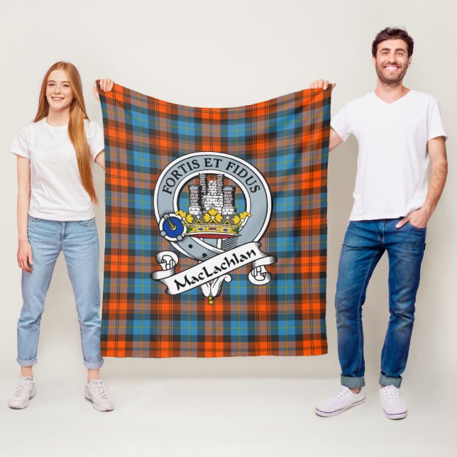 MacLachlan Ancient Clan Badge Tartan Plaid Fleece Blanket (In Situ)