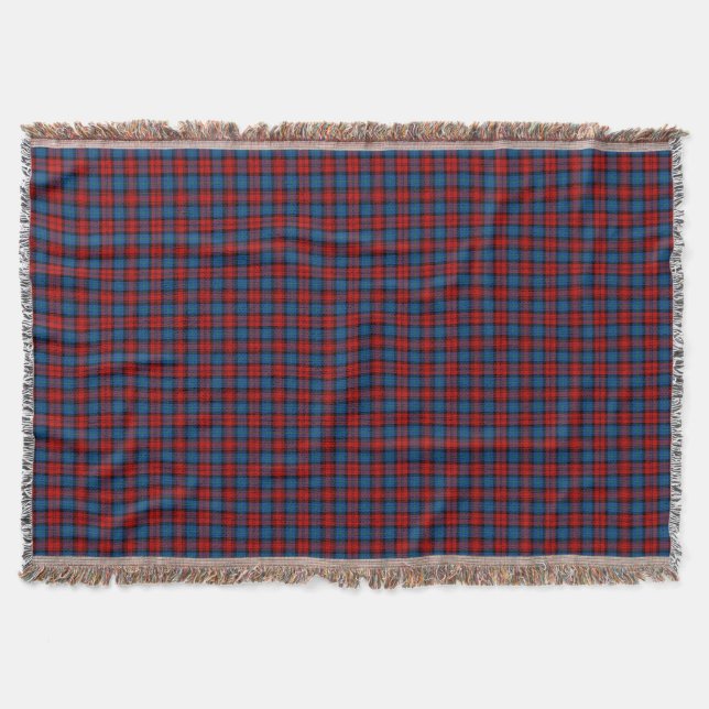 MacLachlan Clan Red and Royal Blue Tartan Throw Blanket (Front)