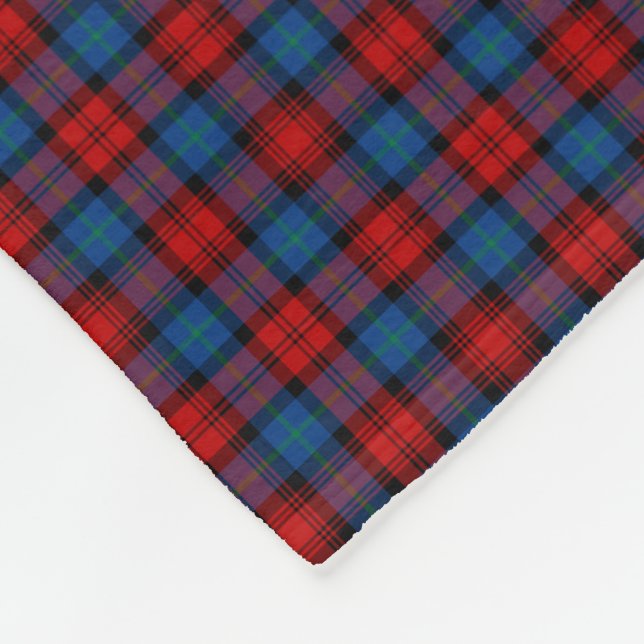 MacLachlan Clan Royal Blue and Red Tartan Fleece Blanket (Corner)