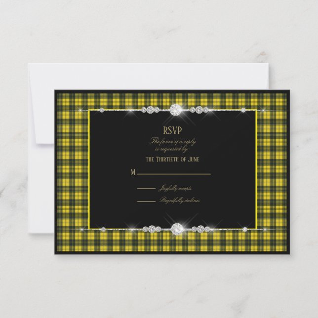 MacLachlan Dress Scottish Tartan Wedding RSVP Card (Front)