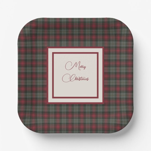 MacLachlan Scottish Tartan Christmas Paper Plate (Front)