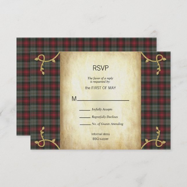 MacLachlan Scottish Tartan Garden Wedding RSVP (Front/Back)