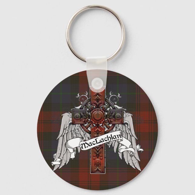 MacLachlan Tartan Cross Key Ring (Front)