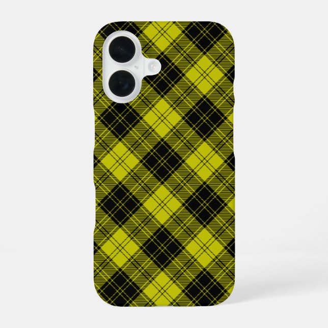 MacLachlan tartan yellow black plaid iPhone 16 Case (Back)