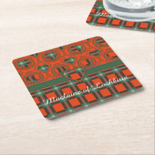 Maclaine of Lochbuie clan Plaid Scottish tartan Square Paper Coaster