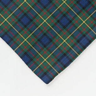 MacLaren Clan Dark Blue, Green and Yellow Tartan Fleece Blanket