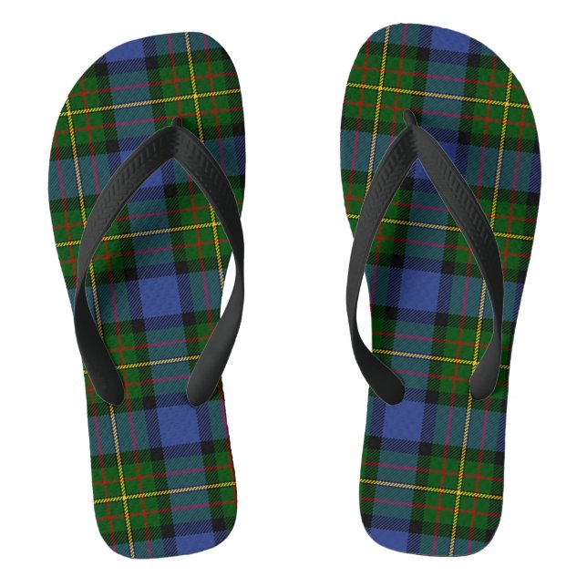 MacLaren Tartan Blue Green Black Adult Flip Flops (Footbed)
