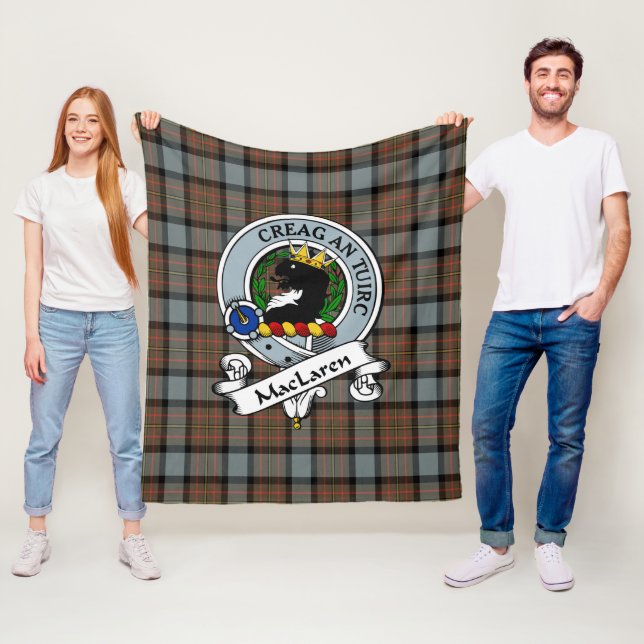 MacLaren Weathered Clan Badge Tartan Plaid Fleece Blanket (In Situ)